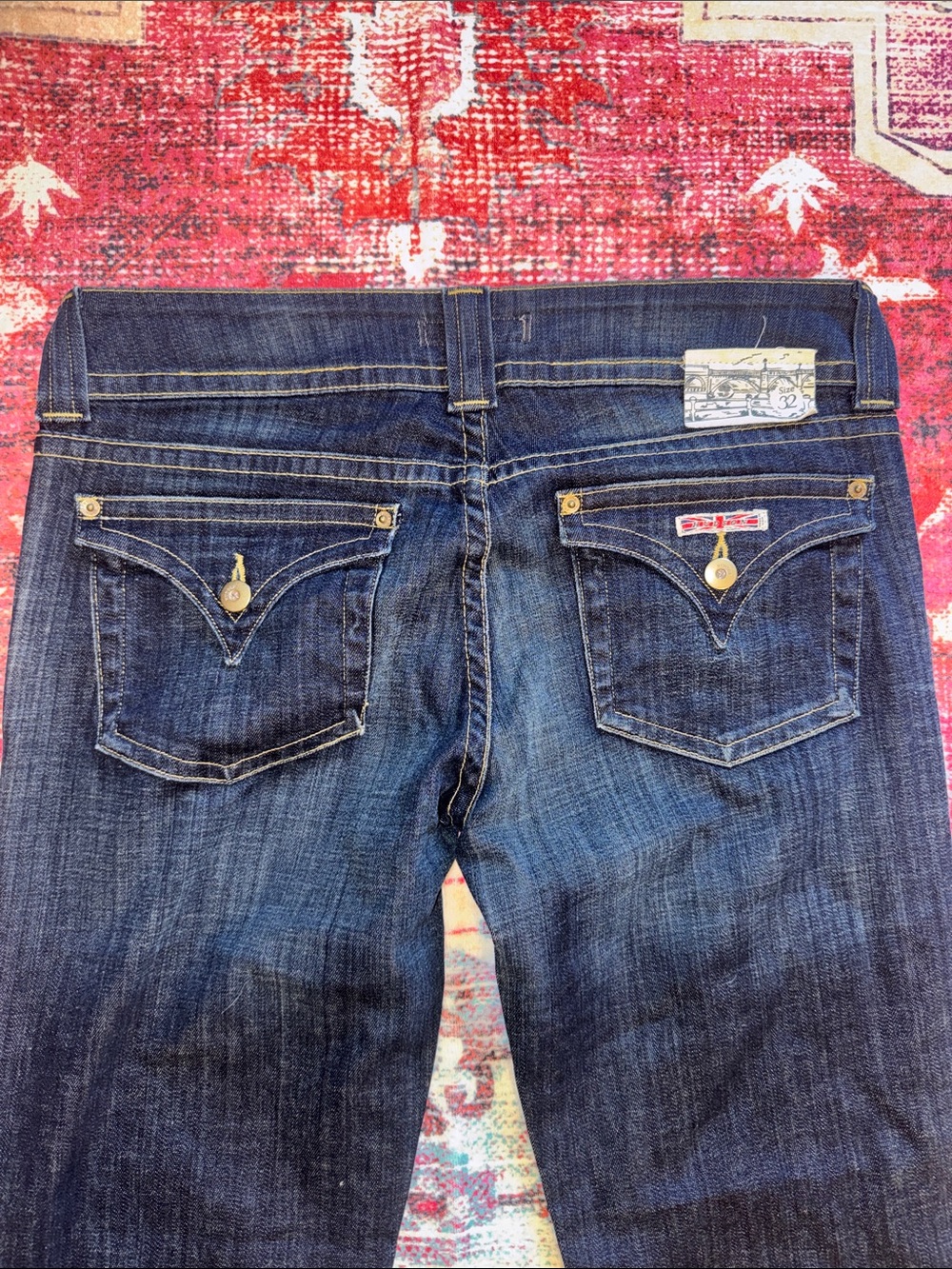 Hudson Low-Rise Dark Wash Flap Pocket Boot Cut Jeans Women’s Size 32 - Picture 2 of 10